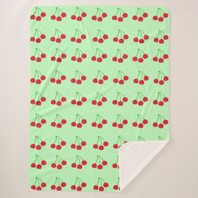 Cherries on Green Blanket 60" x 80" (Front)