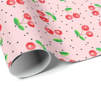 Cherries on PINK Wrapping Paper
