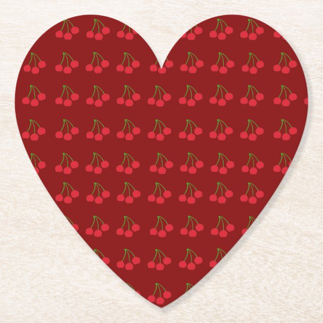 Cherries on Red Coasters (Set of 6) (Front)