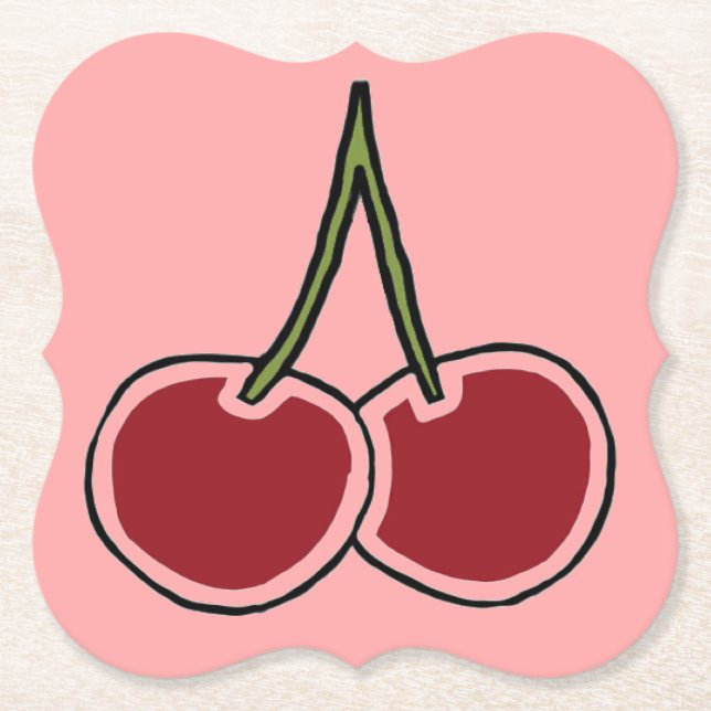 Cherries Paper Coaster (Front)