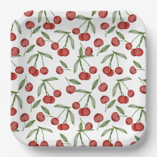 Cherries Paper Plates, Red Fruit Party Plate