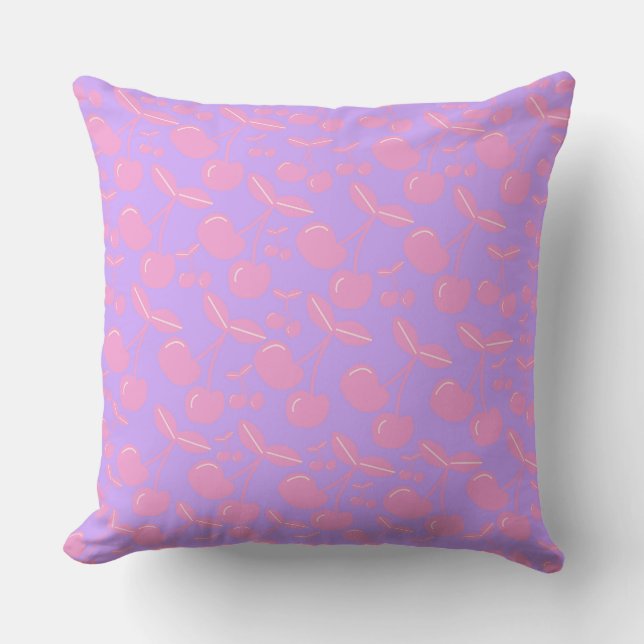 Cherries Pattern Pillow Pink Girly Dormroom  (Front)