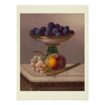 Cherries, peaches and grape still life