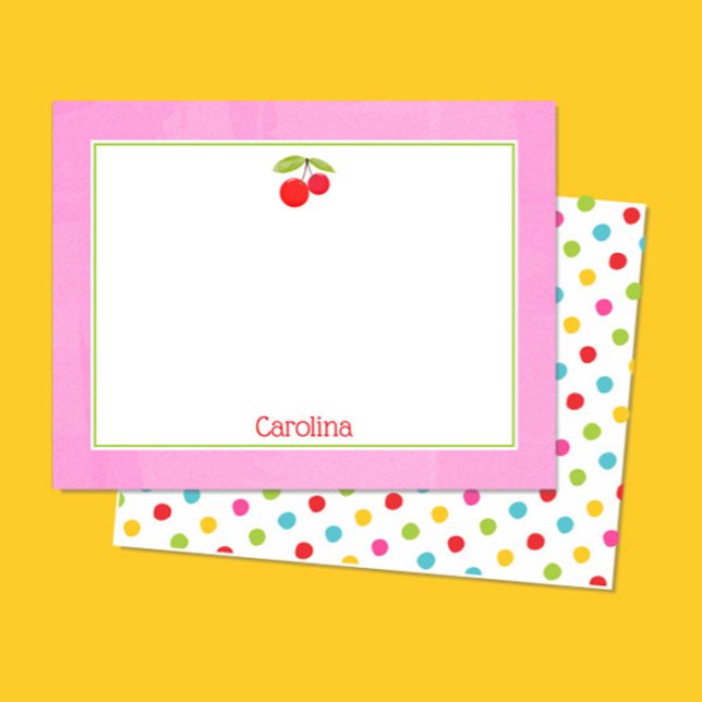 Cherries & Polka Dots Colourful Stationery Notecar Thank You Card (Creator Uploaded)