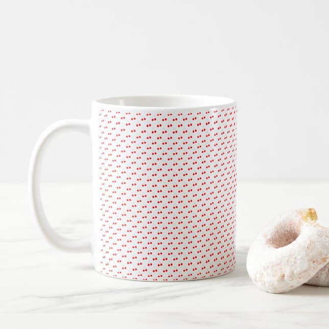 Cherries Red Pattern Fruit Coffee Mug (With Donut)