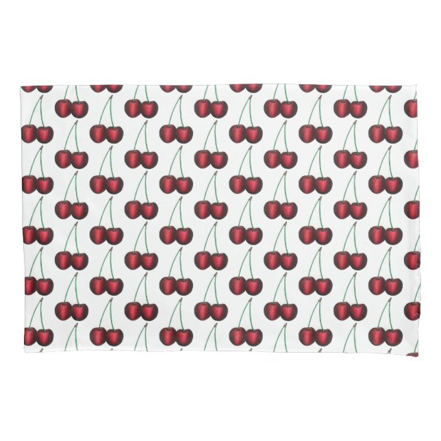 Cherries Ripe Red Cherry Summer Fruit Print Pillowcase (Front)