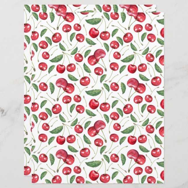Cherries Scrapbook Paper (Front/Back)