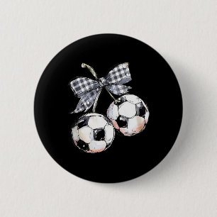 Cherries Soccer Checkered Coquette Game Day 6 Cm Round Badge