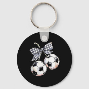 Cherries Soccer Checkered Coquette Game Day  Key Ring