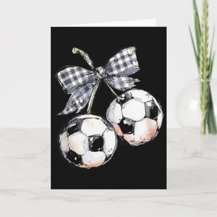 Cherries Soccer Chequered Coquette Game Day Card