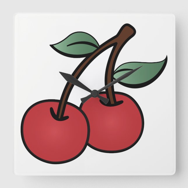 Cherries Square Wall Clock (Front)