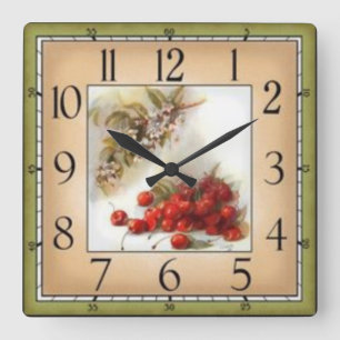 Cherries Square Wall Clock