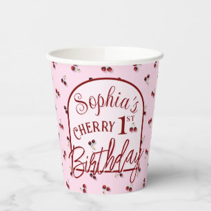 Cherries Theme First Birthday Paper Cup