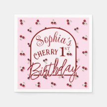 Cherries Theme First Birthday Paper Napkin