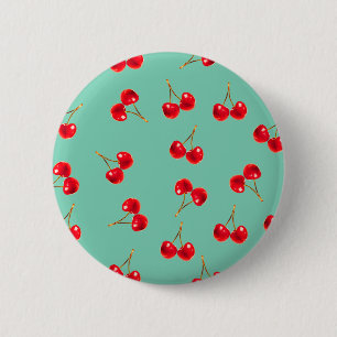 cherries vivid 6 cm round badge