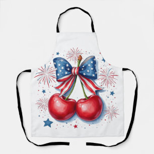 Cherries with Coquette Bow 4th of July American   Apron
