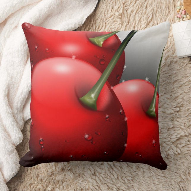 Cherries with Dew Drops Cushion (Blanket)