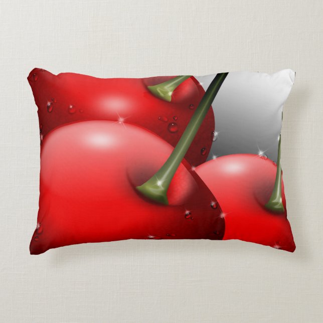 Cherries with Dew Drops Decorative Cushion (Front)
