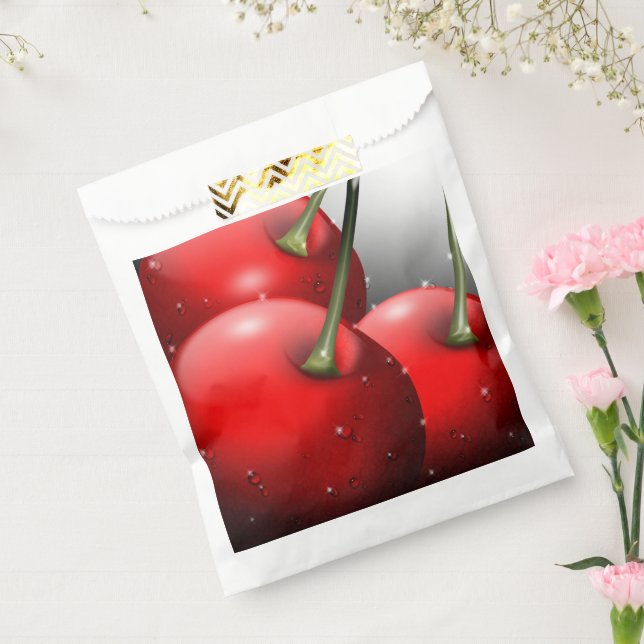 Cherries with Dew Drops Favour Bag (Sealed)