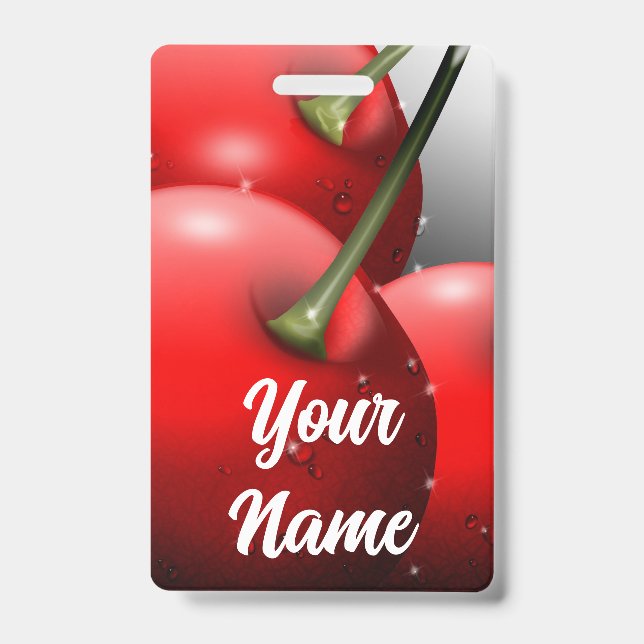 Cherries with Dew Drops ID Badge (Front)