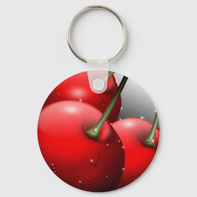 Cherries with Dew Drops Key Ring (Front)