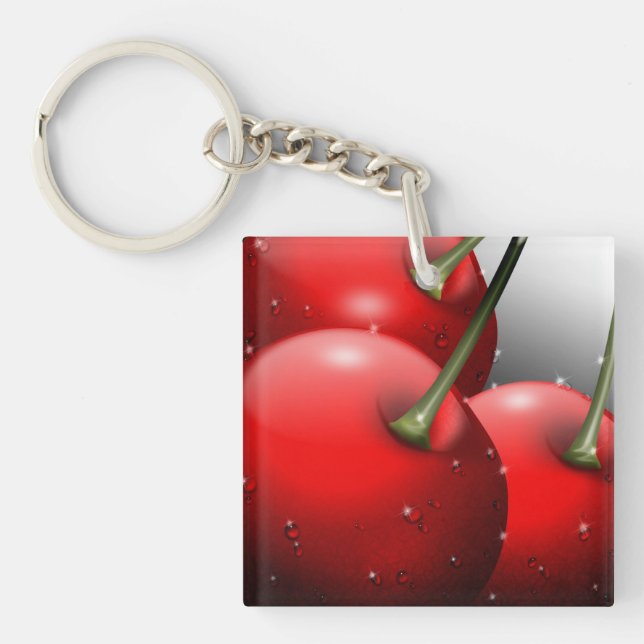 Cherries with Dew Drops Key Ring (Front)