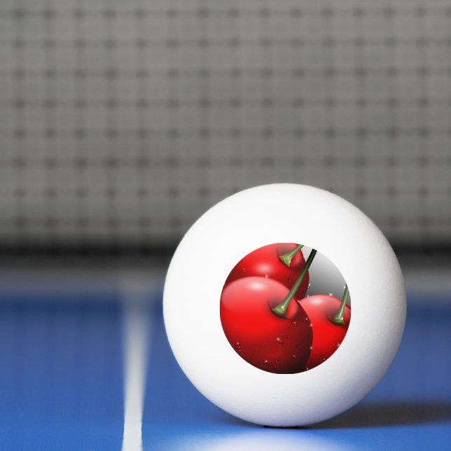 Cherries with Dew Drops Ping Pong Ball (Net)