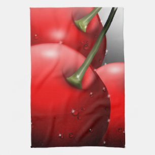 Cherries with Dew Drops Tea Towel