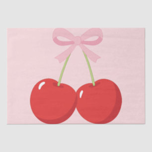 Cherries with Pink Bow Coquette  Tissue Paper