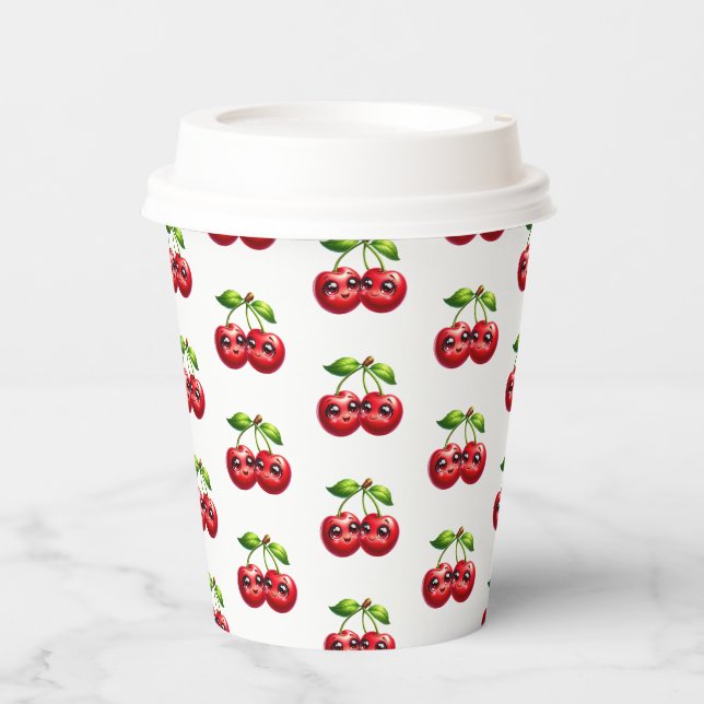 Cherries with smiley faces paper cups (Front)