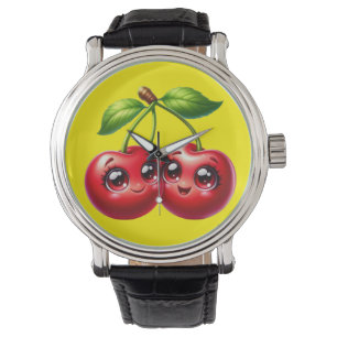 Cherries with smiley faces watch