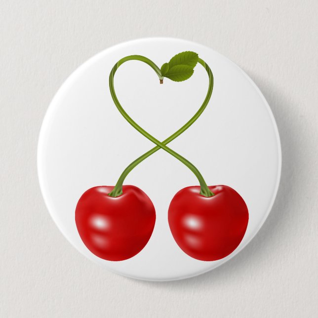 Cherries With Stems Button (Front)