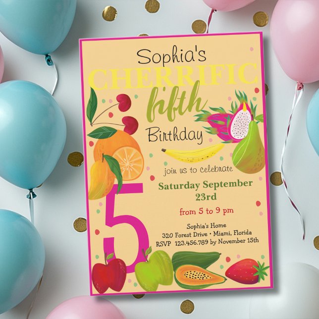 Cherrific fruits kids birthday invitation (Creator Uploaded)