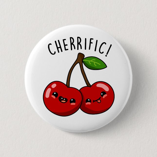Cherrific Funny Red Cherry Pun  6 Cm Round Badge (Front)