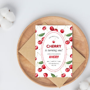 Cherry 1st Birthday Party Birthday Invitation