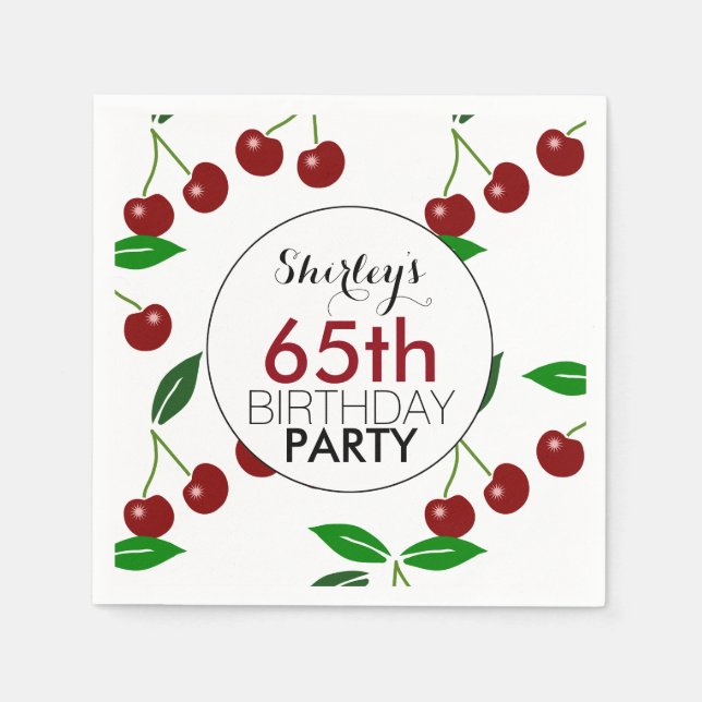 Cherry 65th Birthday Party Paper napkins (Front)