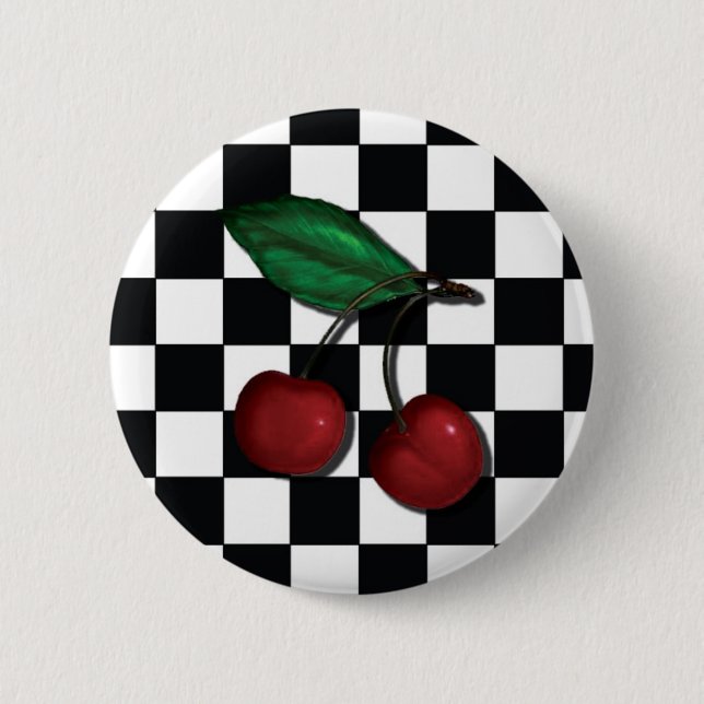 cherry 6 cm round badge (Front)