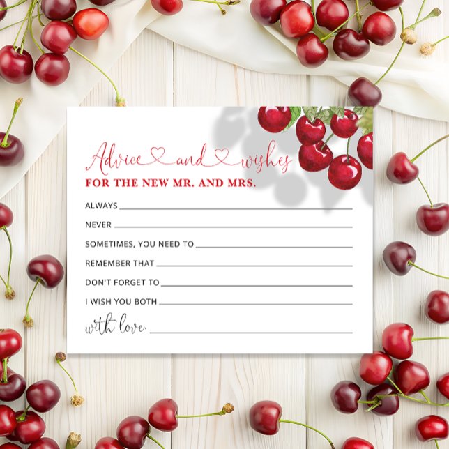 Cherry Advice and Wishes Bridal Shower Card (Creator Uploaded)