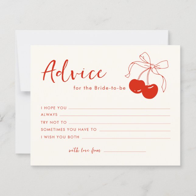 Cherry Advice Card Bridal Shower (Front)