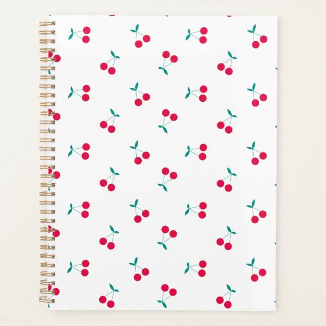 Cherry Aesthetic Cherries Pattern White   Planner (Front)