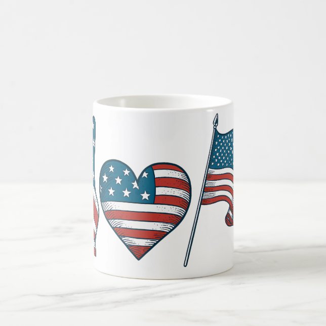 Cherry American Flag Coquette 4th of July Coffee Mug (Center)