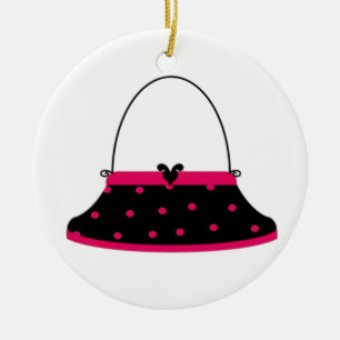 Cherry and Black Purse Ceramic Tree Decoration