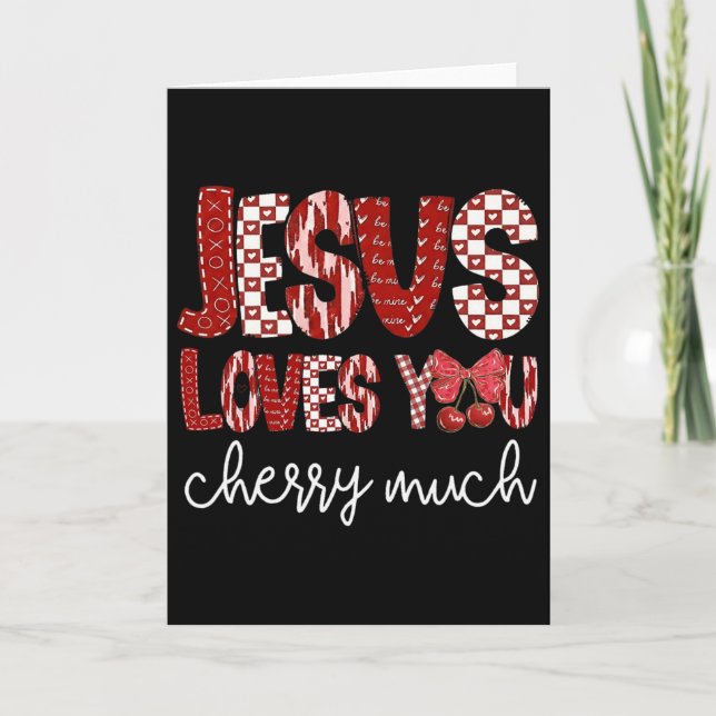 Cherry And Bows Cute Cherry Love You Cherry Much V Card (Front)