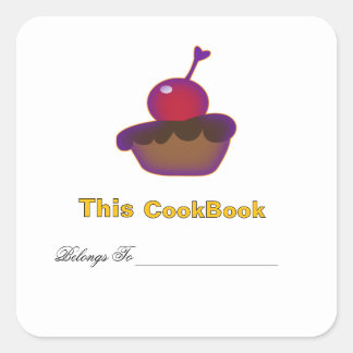 Cherry And Chocolate Cookbook Bookplate  Square Sticker