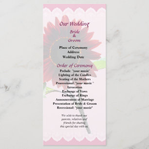 Cherry and Chocolate Sunflower Wedding Program
