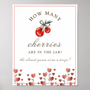 Cherry And Heart How Many Game Baby Shower Poster
