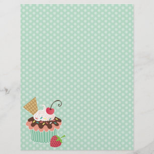 Cherry and Mint Cupcake Polkadots Letterhead