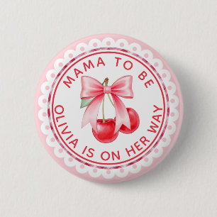 Cherry Baby Shower Button   Editable Mama to Be