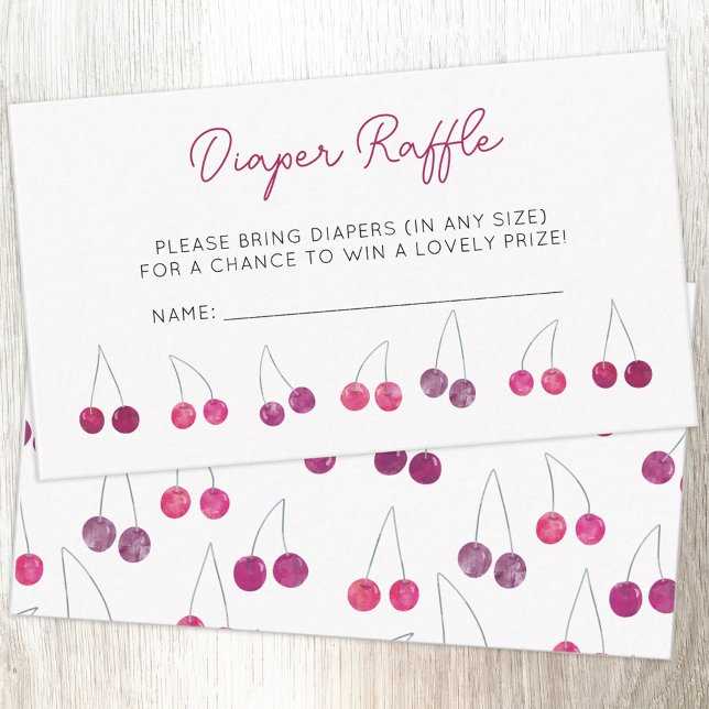 Cherry Baby Shower Diaper Raffle Enclosure Card (Pretty watercolor cherry baby shower diaper raffle enclosure card)