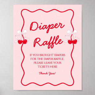 Cherry Baby Shower Diaper Raffle Poster